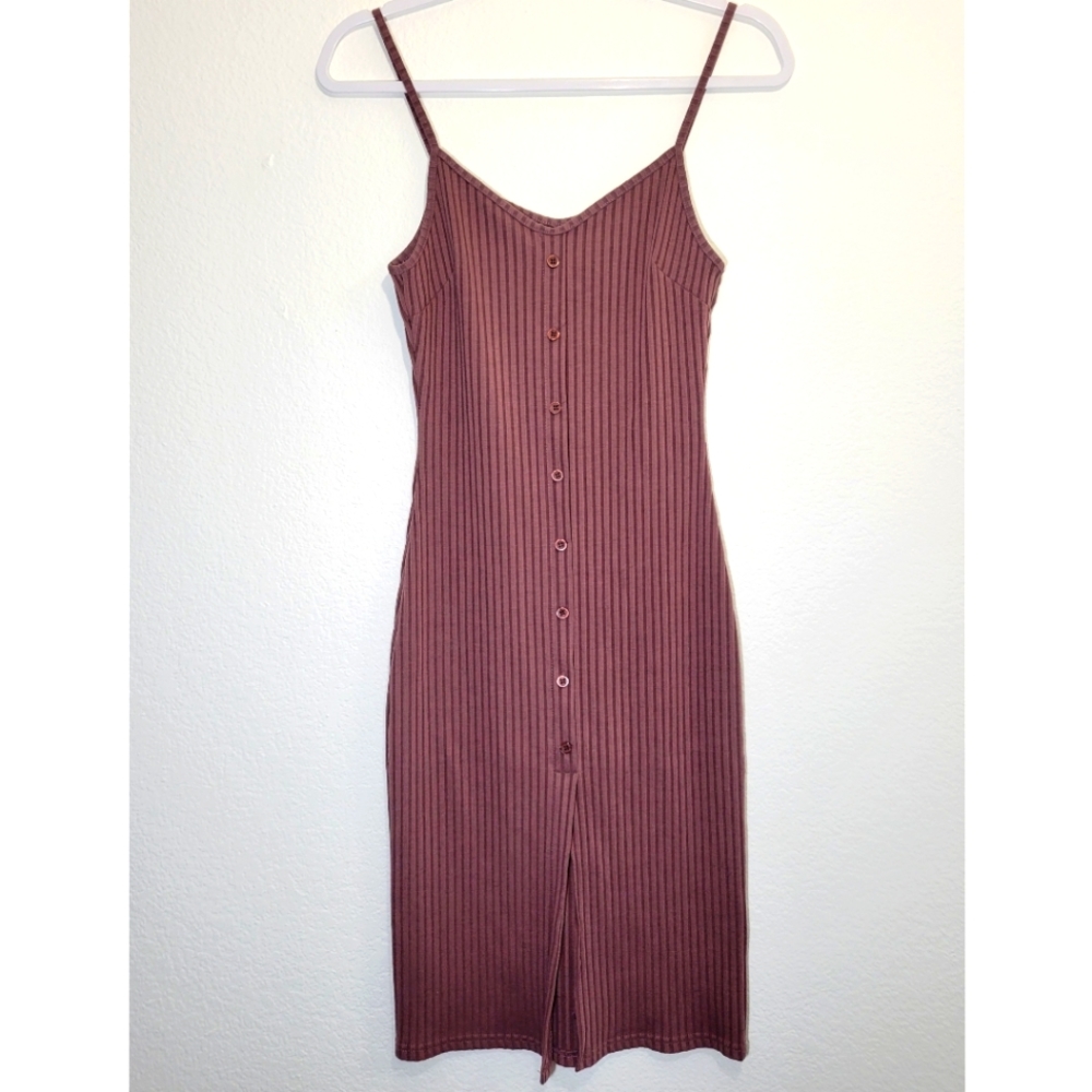 Say What? Fitted Rib Knit Midi Cami Dress Plum